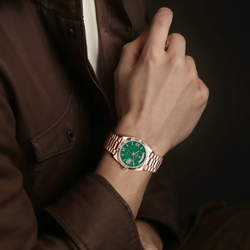 ROLEX Week-type Calendar Automatic Mechanical Movement Men's Watches Watch 36mm Green Dial-3
