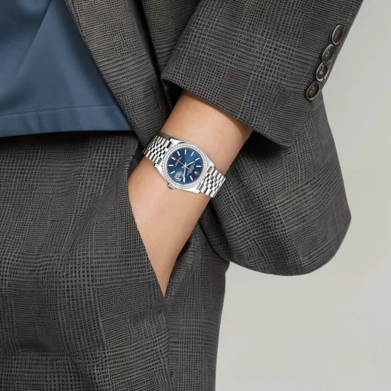 ROLEX Log Series Automatic Mechanical Movement Unisex Watch 36mm Silver Dial Oystersteel 18ct White Gold Watch Case-1