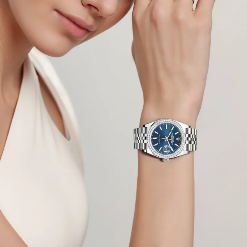 ROLEX Log Series Automatic Mechanical Movement Unisex Watch 36mm Silver Dial Oystersteel 18ct White Gold Watch Case-2