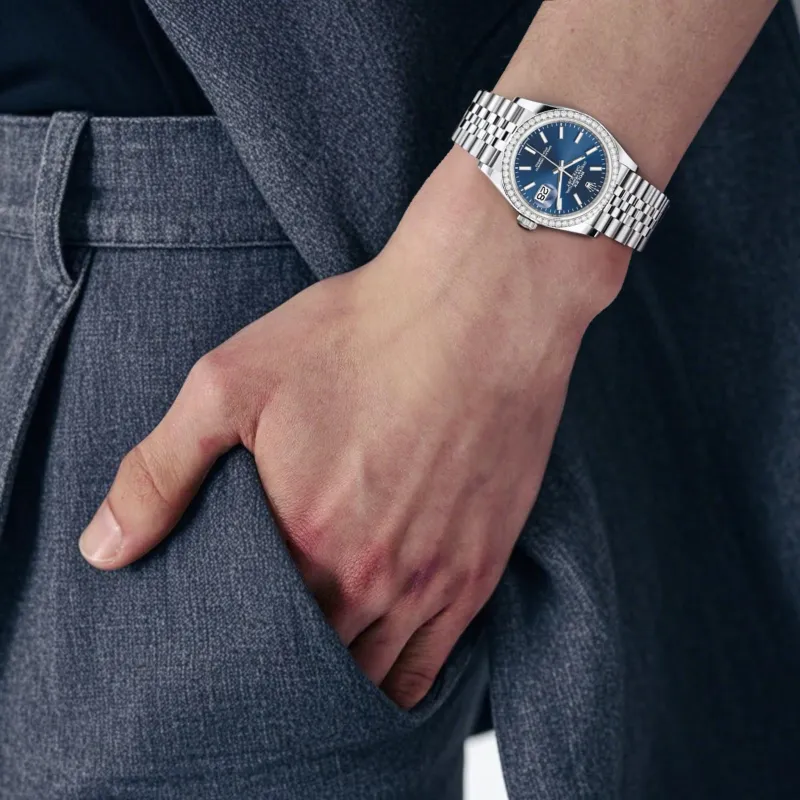 ROLEX Log Series Automatic Mechanical Movement Unisex Watch 36mm Silver Dial Oystersteel 18ct White Gold Watch Case-3