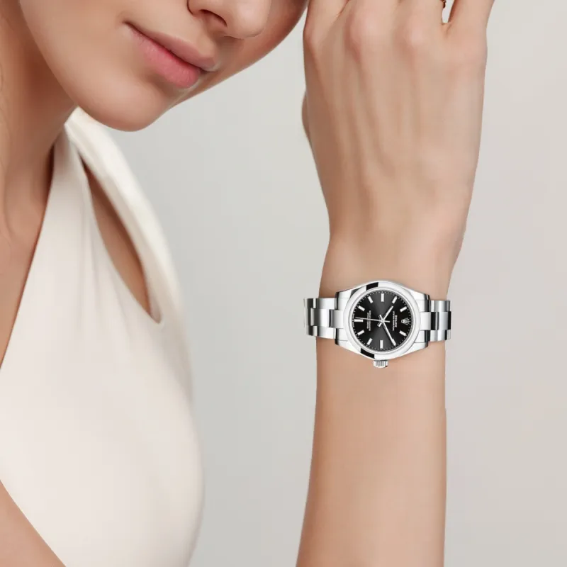 ROLEX Oyster Perpetual Automatic Mechanical Movement Women's Watch 31mm Black Dial Oystersteel Case Oystersteel Strap-3