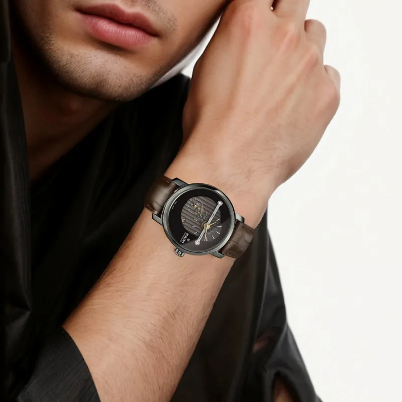 RADO DiaMaster Collection Automatic Mechanical Movement Men's Watches Watch 43mm Black Dial Leather Strap-2