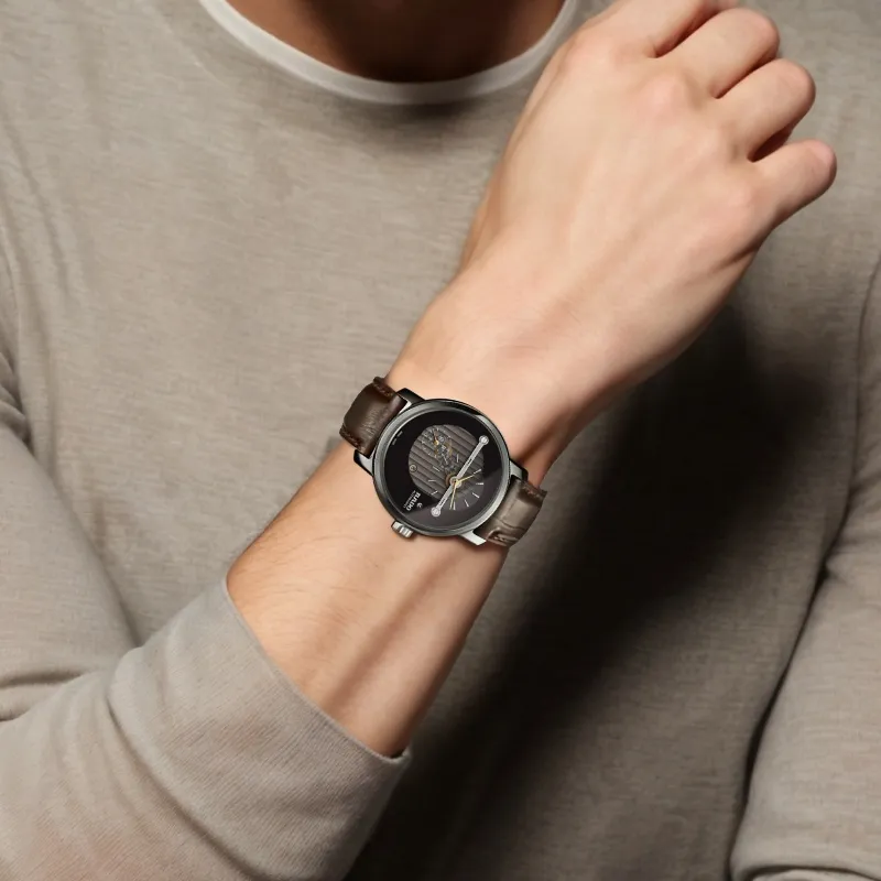 RADO DiaMaster Collection Automatic Mechanical Movement Men's Watches Watch 43mm Black Dial Leather Strap-6