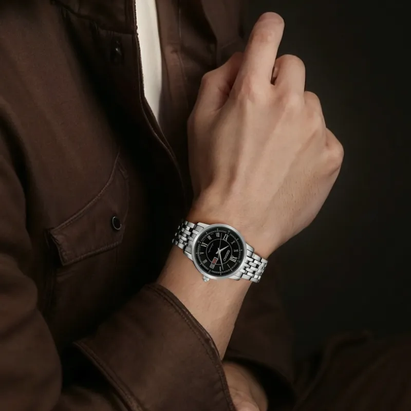 SEIKO Automatic Mechanical Movement Stainless Steel Strap Watch 38.7mm Men's Watches Black Dial-4