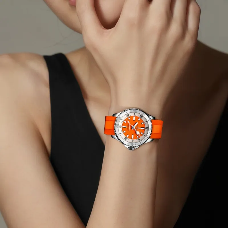 BREITLING Super Ocean Collection Automatic Mechanical Movement Unisex Watch 36mm Orange Watch Dial Stainless Steel Case-6
