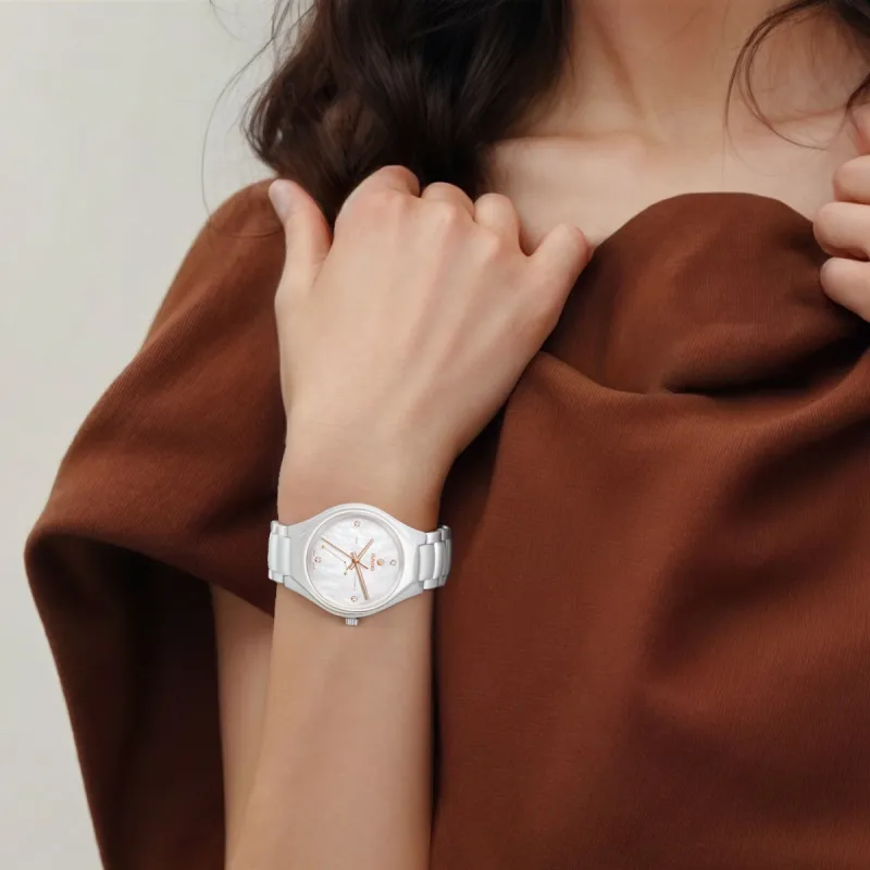 RADO Realme Collection Automatic Mechanical Movement Women's Watch 37.4mm White Dial Titanium Strap-7