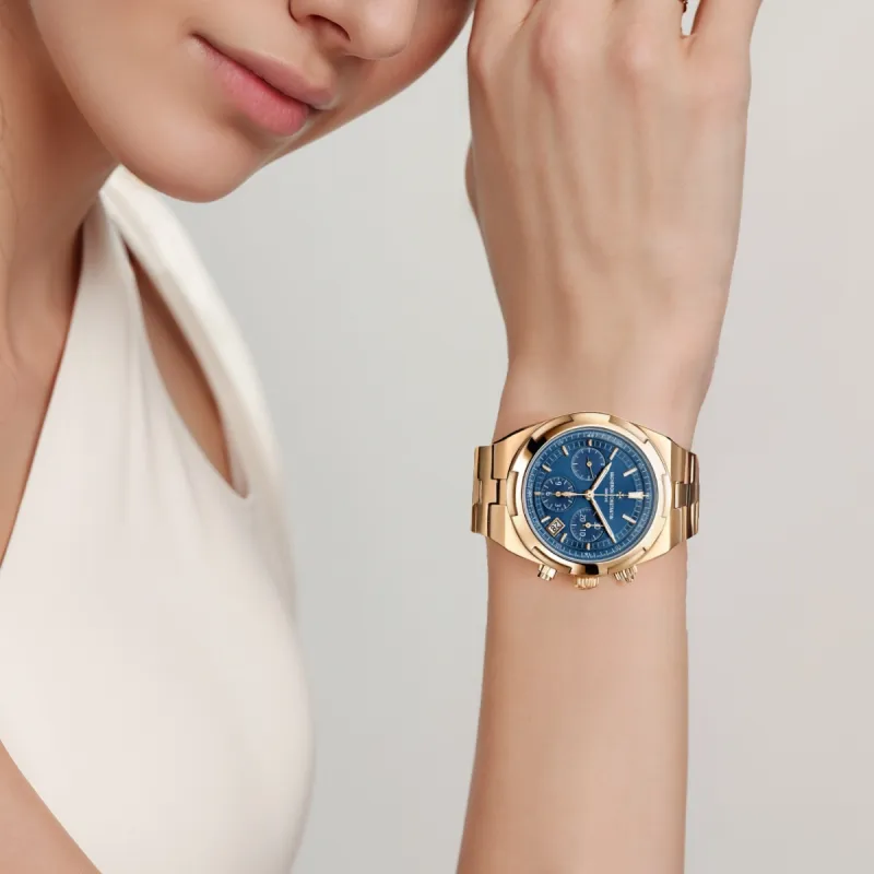 VACHERON CONSTANTIN Automatic Mechanical Movement Women's Watch Watch 42.5mm Blue Dial Gold Watch Case Gold Strap-1