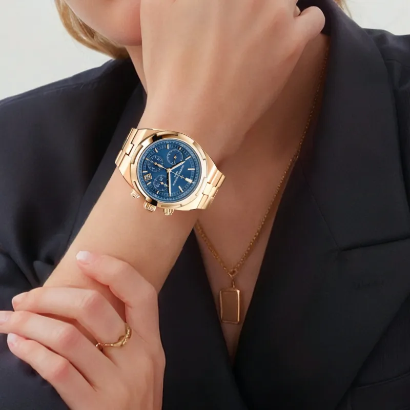 VACHERON CONSTANTIN Automatic Mechanical Movement Women's Watch Watch 42.5mm Blue Dial Gold Watch Case Gold Strap-4
