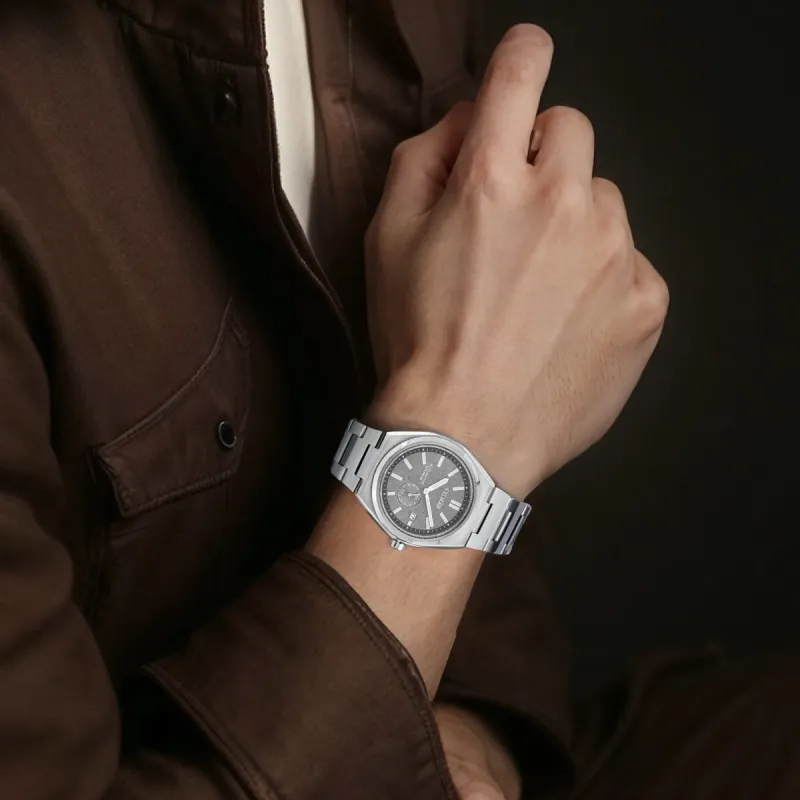 CITIZEN Automatic Mechanical Movement Titanium Strap Watch Men's Watches Gray Dial-2