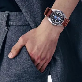 SEIKO Seiko5 Automatic Mechanical Movement Nylon Strap Watch 44.3mm Men's Watches Blue Dial