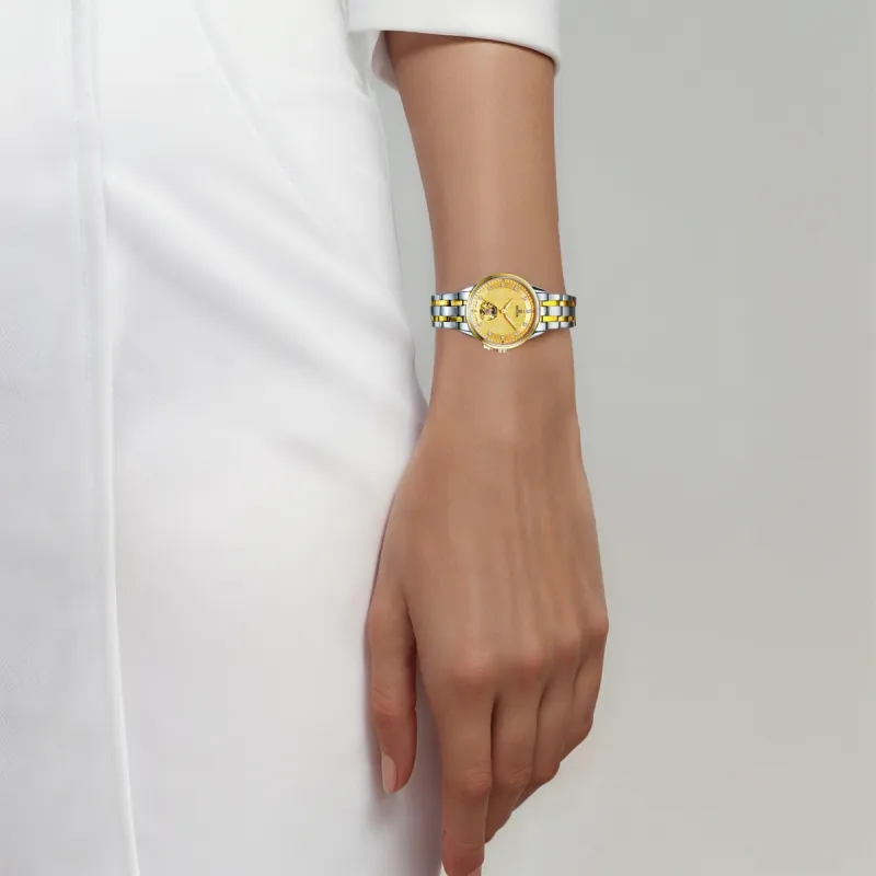 EBOHR EBOHR Master Collection Mechanical Movement Stainless Steel Strap Watch Women's Watch Gold Dial-4