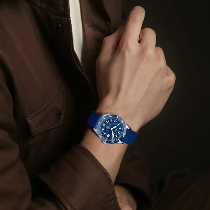 MONTBLANC Automatic Mechanical Movement Men's Watches Watch 41mm Blue Dial Rubber Watch Case Stainless Steel Watchband-2