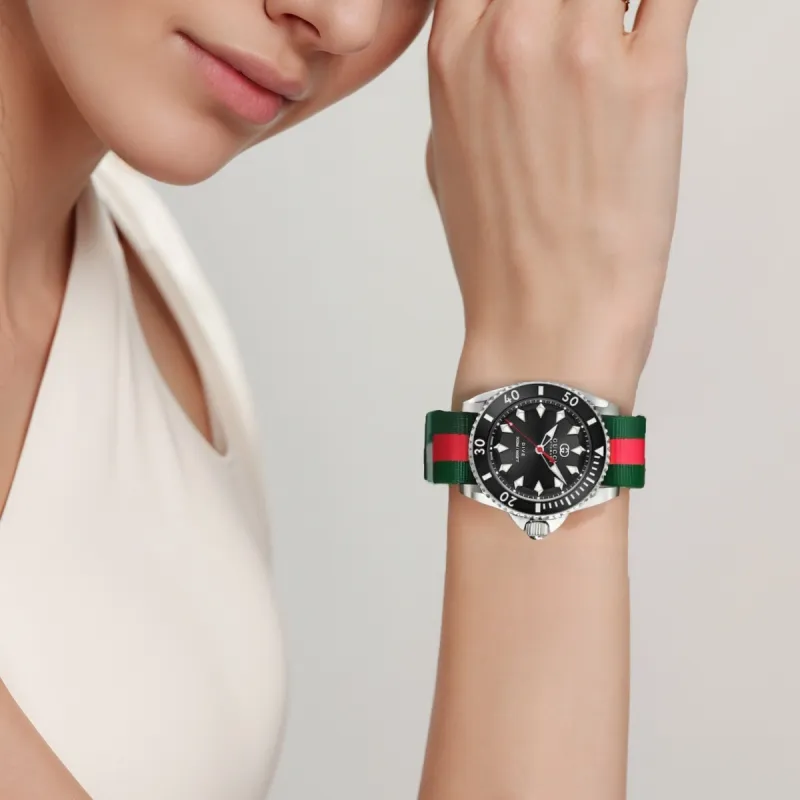 GUCCI Dive Collection Wrist Watch Automatic Mechanical Movement Nylon Strap 40mm Black Dial Unisex-5