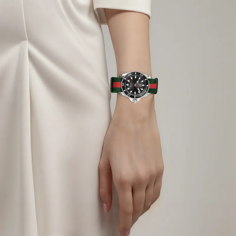 GUCCI Dive Collection Wrist Watch Automatic Mechanical Movement Nylon Strap 40mm Black Dial Unisex-6