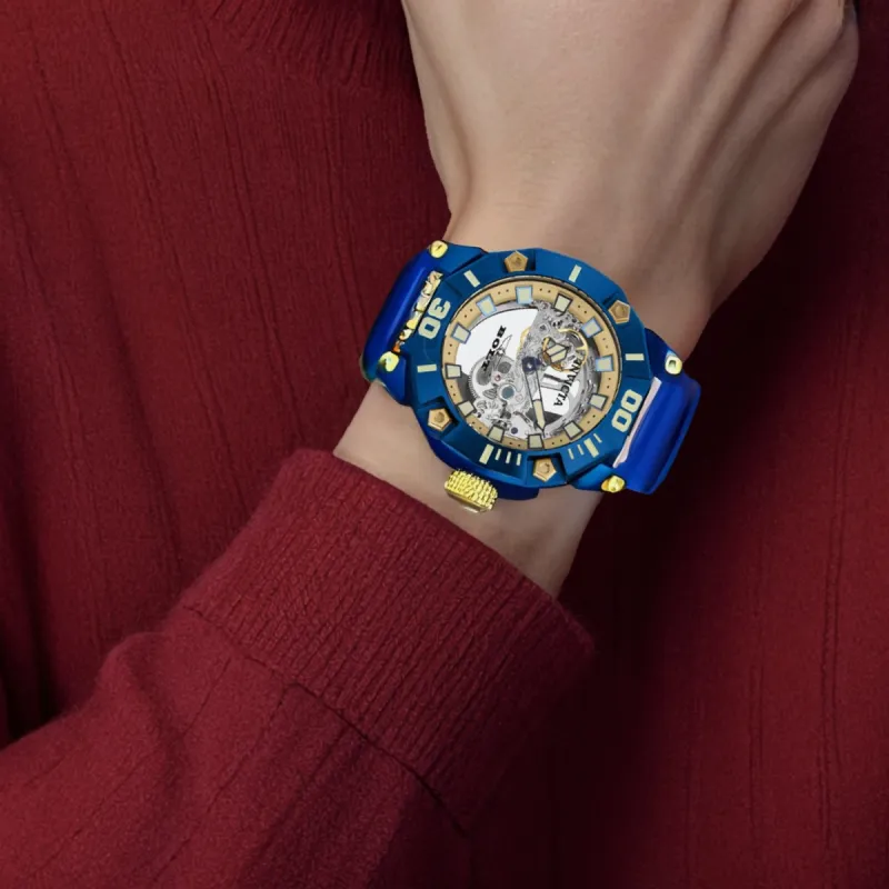 INVICTA Wrist Watch Automatic Mechanical Movement Silicone Strap 52mm Cut-Out Dial Men's Watches-2
