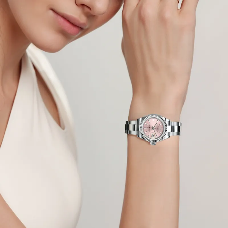 ROLEX Women's Apparel Log Series Automatic Mechanical Movement Women's Watch Watch 28mm Pink Watch Dial-3
