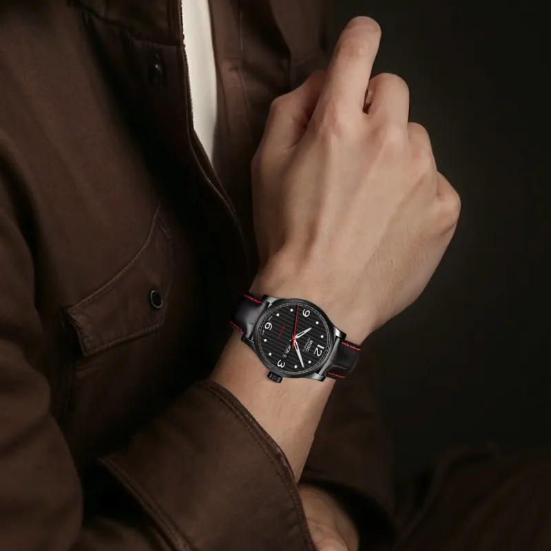 MIDO Helm Collection Automatic Mechanical Movement Men's Watches Watch 42mm Black Dial Leather Watch Bands-7