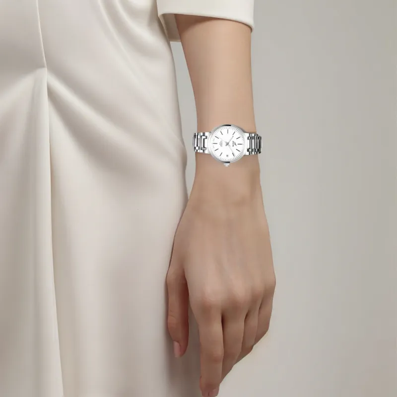 ENICAR Automatic Mechanical Movement Women's Watch 33mm White Dial Stainless Steel Case Stainless Steel Watchband-2
