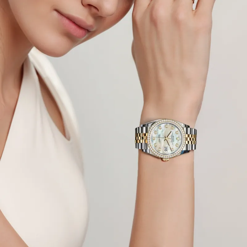 ROLEX Log Series Automatic Mechanical Movement Unisex Watch 36mm Mother of Pearl Color Watch Dial-3