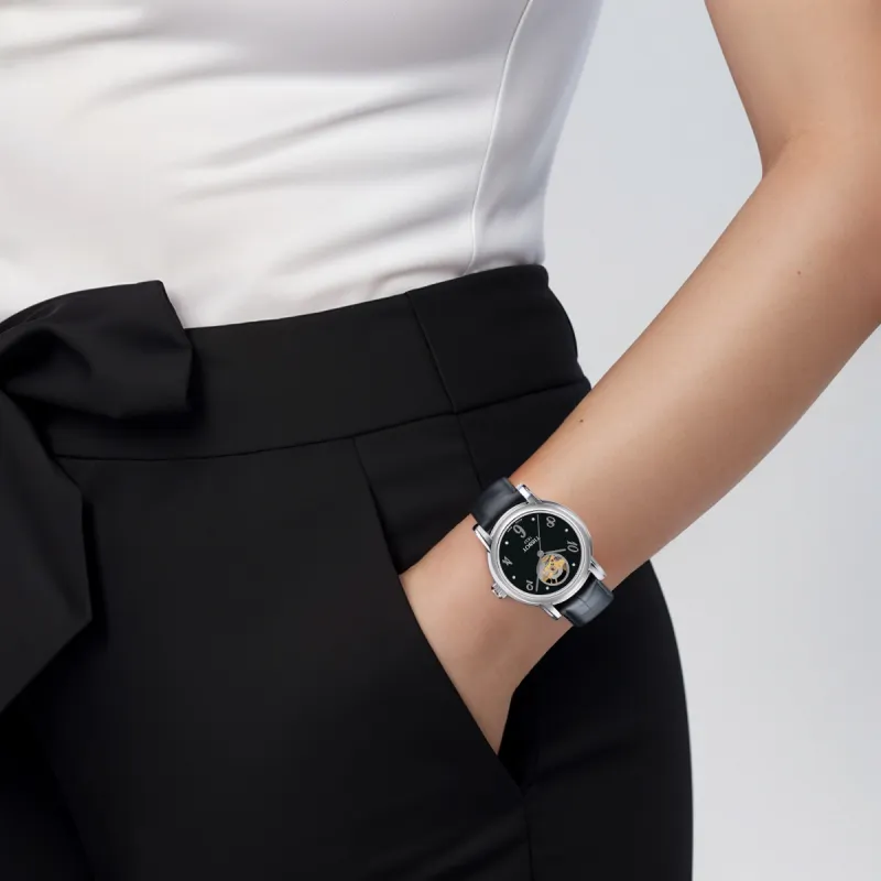 TISSOT Automatic Mechanical Movement Women's Watch Watch 35mm Black Dial Stainless Steel Case-4