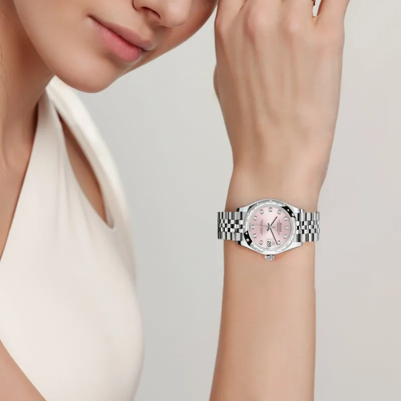 ROLEX Automatic Mechanical Movement Women's Watch Watch 31mm Pink Watch Dial Oystersteel Case Oystersteel Strap-3