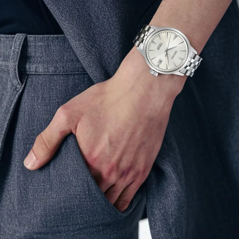 SEIKO Presage Series Automatic Mechanical Movement Stainless Steel Strap Watch Unisex Gray Dial-3