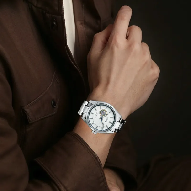 SEIKO Mechanical Movement Stainless Steel Strap Watch Men's Watch White Dial-4