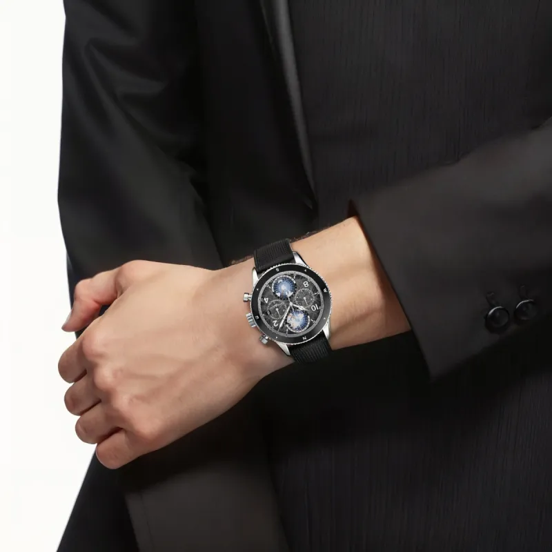 MONTBLANC Automatic Mechanical Movement Men's Watches Watch 44mm Black Dial Titanium Watch Case Fabric Strap-1