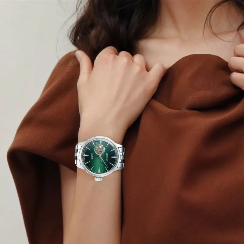 SEIKO Presage Series Mechanical Movement Stainless Steel Strap Watch 40.5mm Unisex Green Dial-2