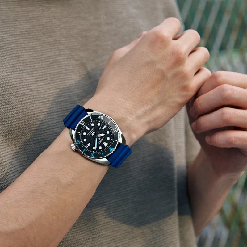 SEIKO Mechanical Movement Silicone Strap Watch Men's Watches Blue Dial-4