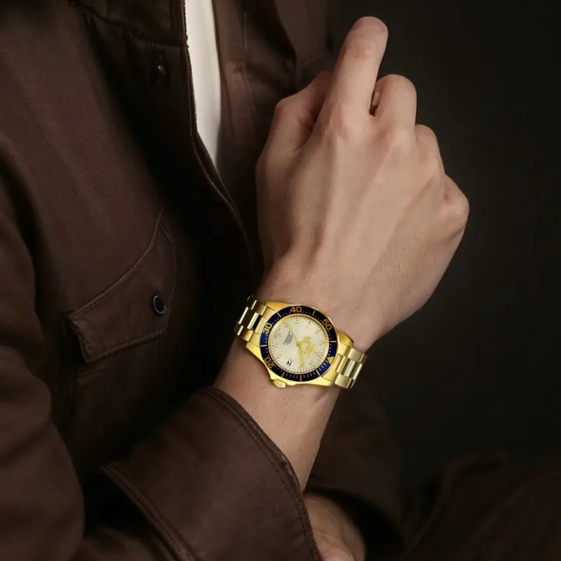 INVICTA Wrist Watch Automatic Mechanical Movement Stainless Steel Strap 40mm Gold Dial Men's Watches-4