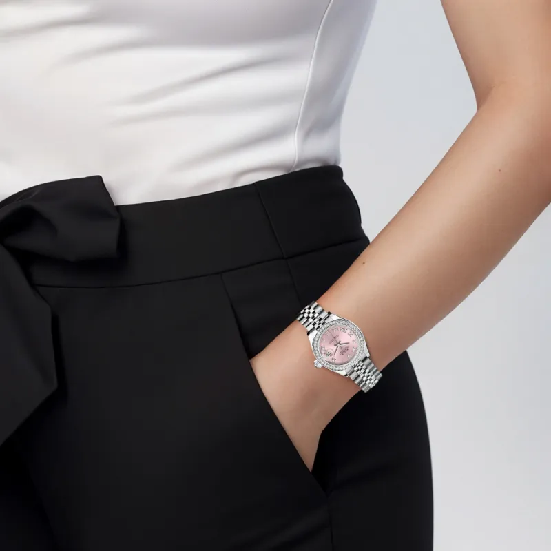 ROLEX Women's Apparel Log Series Automatic Mechanical Movement Women's Watch Watch 28mm Pink Watch Dial-4