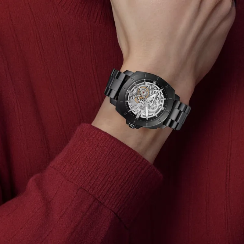 FOSSIL Wrist Watch Automatic Mechanical Movement Stainless Steel Strap 45mm Cut-Out Dial Unisex-4