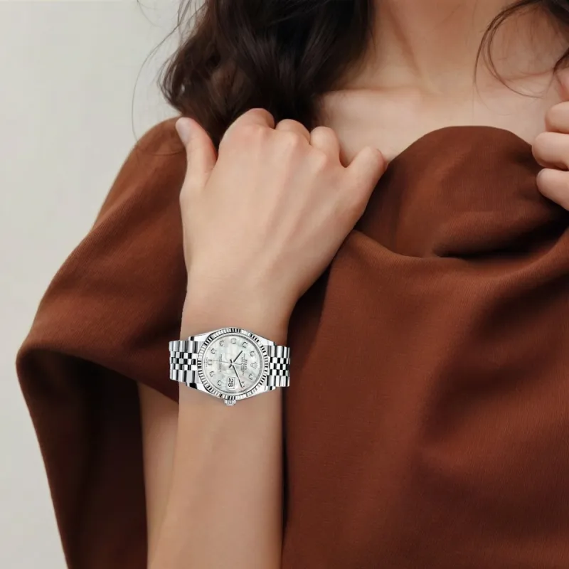 ROLEX Log Series Automatic Mechanical Movement Women's Watch Watch 36mm White Dial Oystersteel Case Oystersteel Strap-4