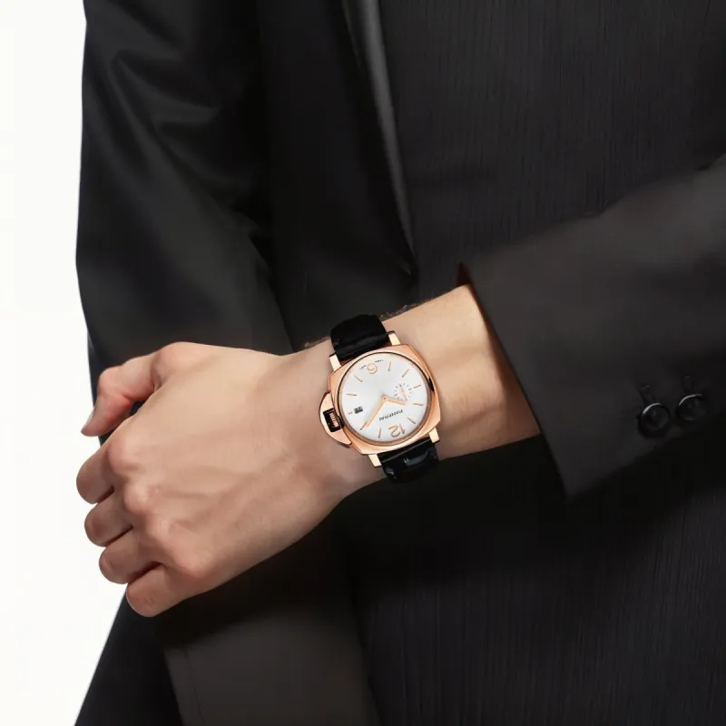 PANERAI LUMINOR DUE Automatic Mechanical Movement Men's Watch 42mm White Dial Karat Gold 18K Rose Gold Watch Case-2