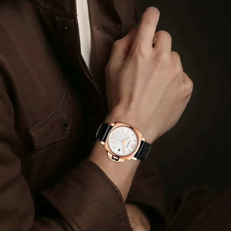 PANERAI LUMINOR DUE Automatic Mechanical Movement Men's Watch 42mm White Dial Karat Gold 18K Rose Gold Watch Case-4