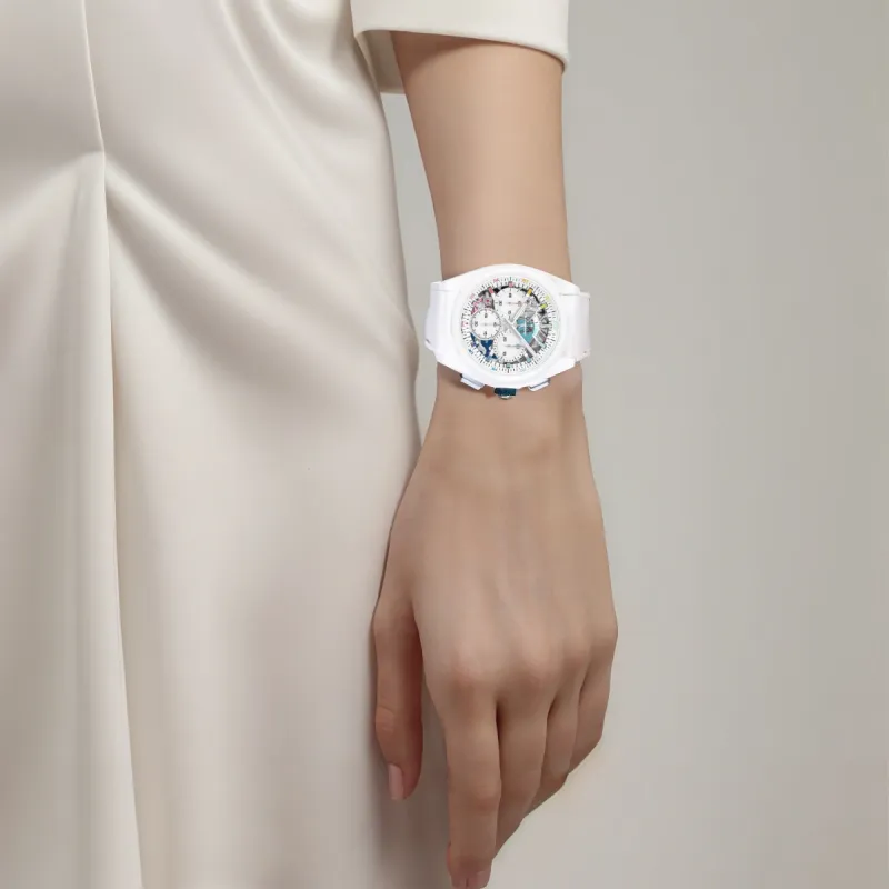 ZENITH DEFY Collection Automatic Mechanical Movement Unisex Watch 44mm White Dial Ceramic Watch Case Rubber Strap-1
