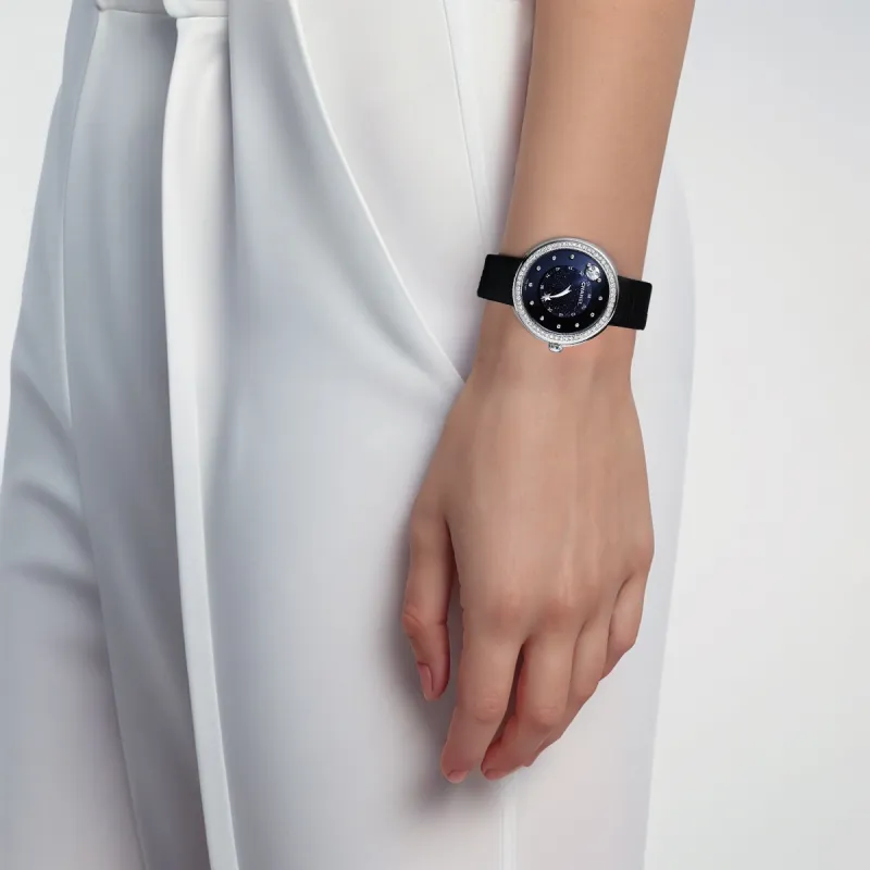CHANEL MADEMOISELLE PRIVÉ Collection Wrist Watch Automatic Mechanical Movement Satin Strap Blue Dial Women's-1