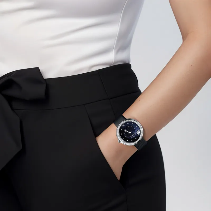 CHANEL MADEMOISELLE PRIVÉ Collection Wrist Watch Automatic Mechanical Movement Satin Strap Blue Dial Women's-2