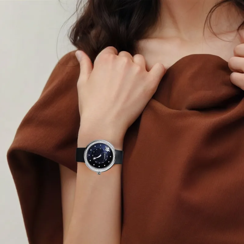 CHANEL MADEMOISELLE PRIVÉ Collection Wrist Watch Automatic Mechanical Movement Satin Strap Blue Dial Women's-4