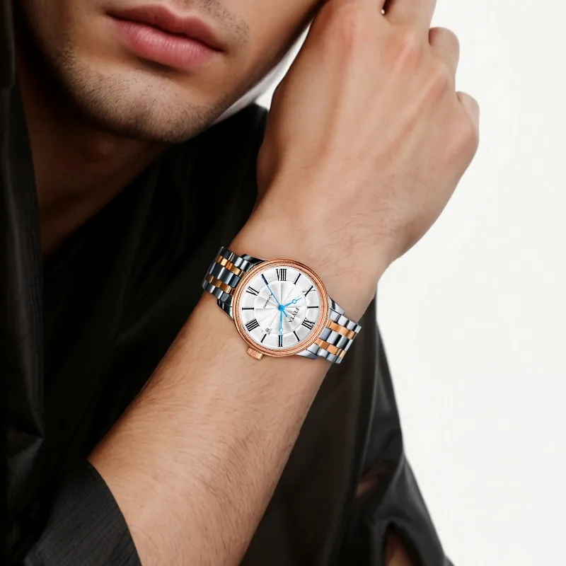 Fiyta GA802059.MWM Mechanical Movement Stainless Steel Strap Watch Men's Watches Silver Dial-3
