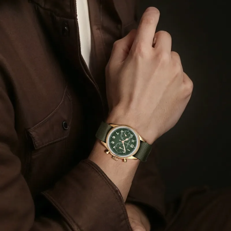 MONTBLANC Automatic Mechanical Movement Men's Watches Watch 42mm Green Dial Copper Watch Case Fabric Strap-7