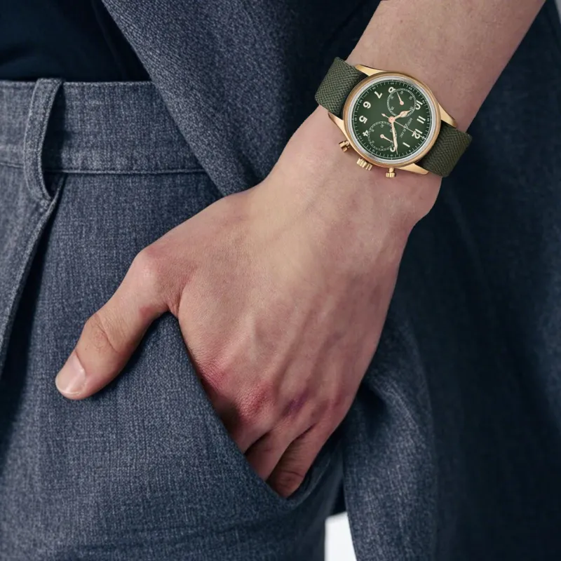 MONTBLANC Automatic Mechanical Movement Men's Watches Watch 42mm Green Dial Copper Watch Case Fabric Strap-3