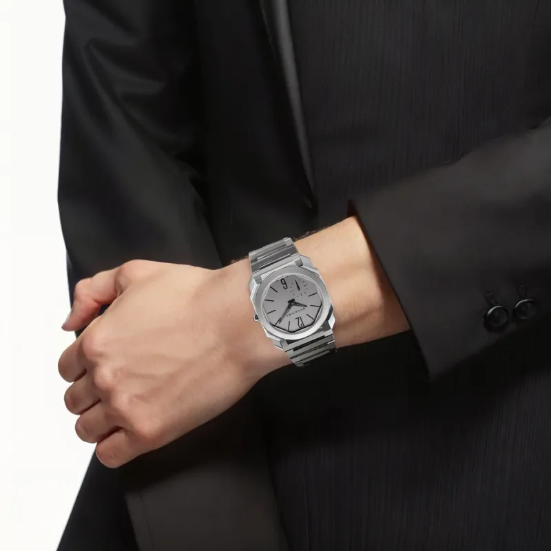BVLGARI OCTO Collection Wrist Watch Automatic Mechanical Movement Titanium Strap Gray Dial Men's-2
