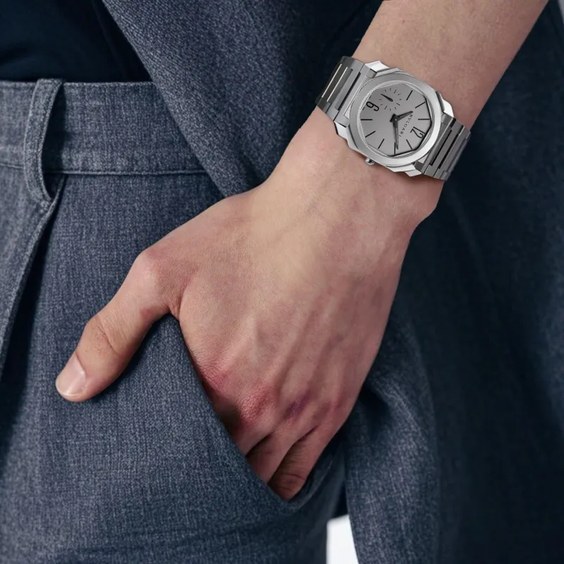 BVLGARI OCTO Collection Wrist Watch Automatic Mechanical Movement Titanium Strap Gray Dial Men's-3