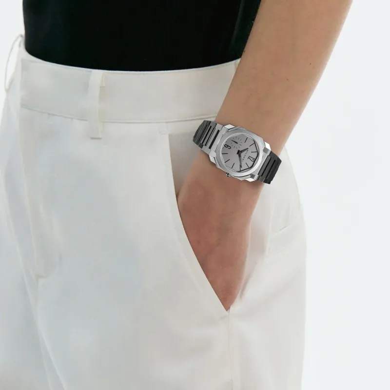BVLGARI OCTO Collection Wrist Watch Automatic Mechanical Movement Titanium Strap Gray Dial Men's-4