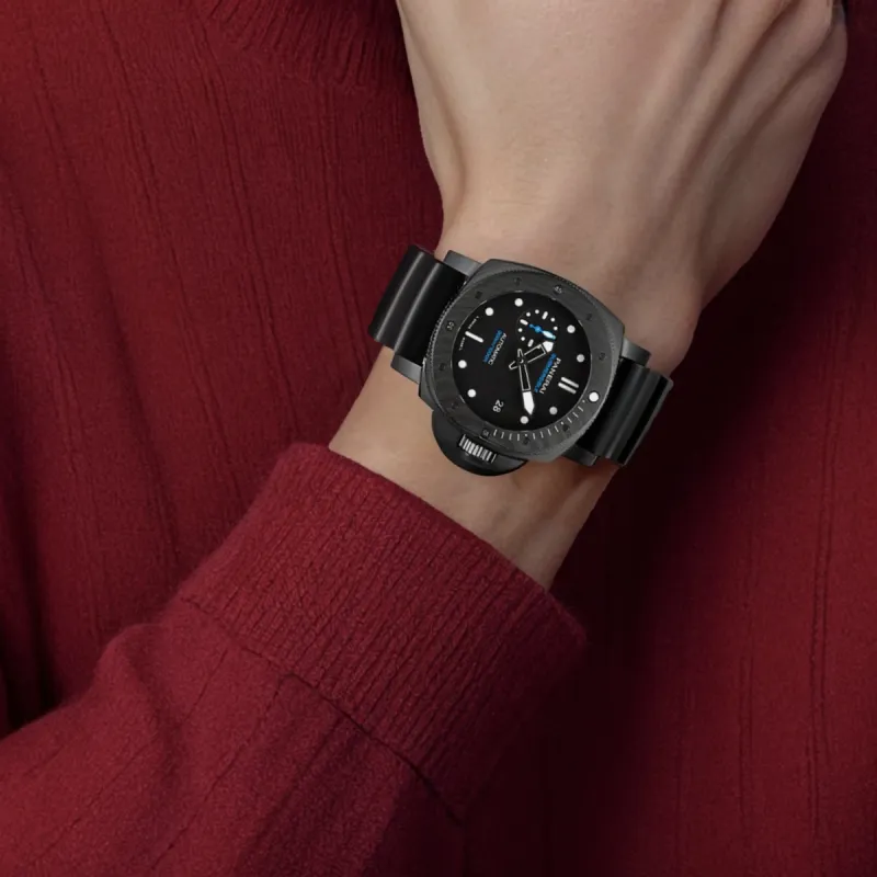 PANERAI SUBMERSIBLE Collection Automatic Mechanical Movement Men's Watch 42mm Black Dial Rubber Strap-4