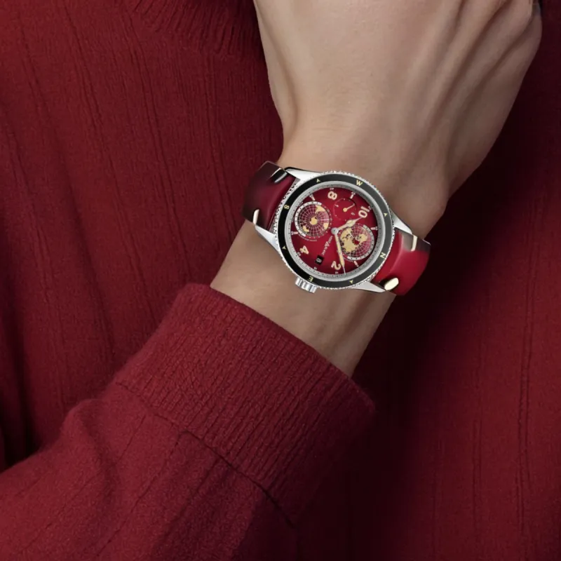MONTBLANC Automatic Mechanical Movement Men's Watches Watch 42mm Red Watch Dial Cowhide Strap-3