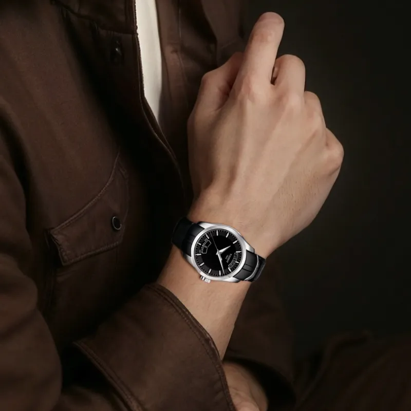 TISSOT Kutu Collection Automatic Mechanical Movement Men's Watches Watch 39mm Black Dial Leather Strap-7