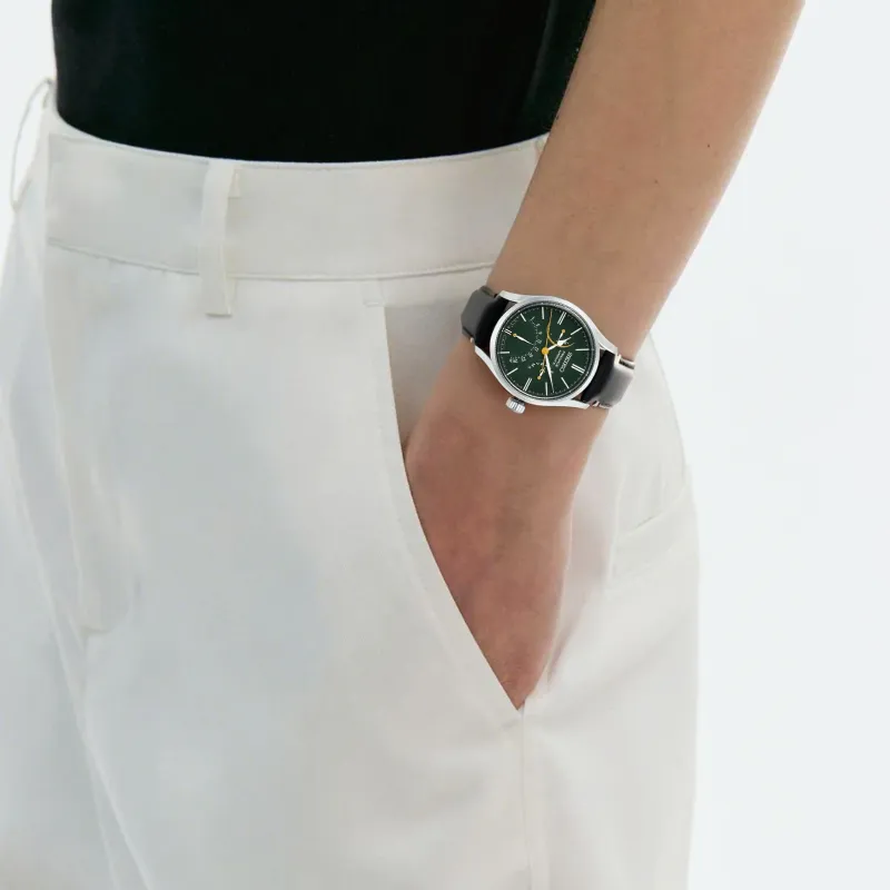 SEIKO Automatic Mechanical Movement Cowhide Strap Watch Men's Watches Green Dial-4